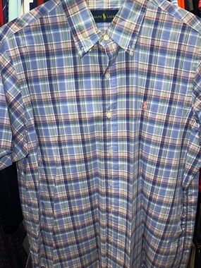 Ralph Lauren Blue and Pink Plaid Button-Down Shirt